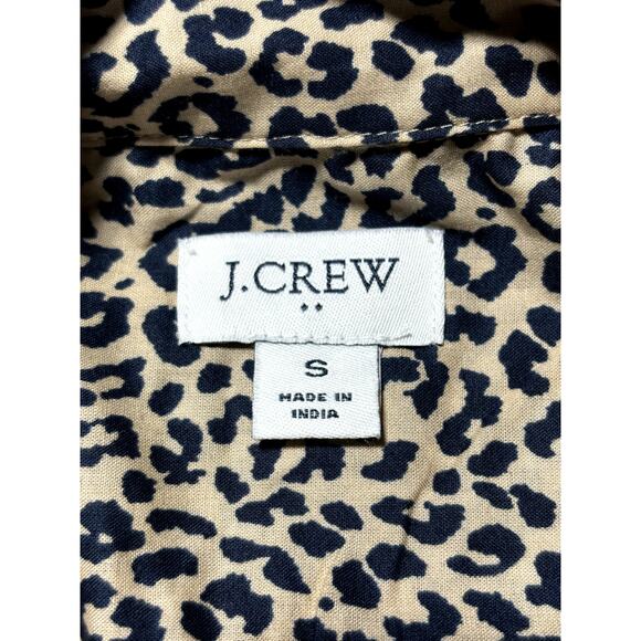 J.Crew Womens S Black & Tan Cheetah Print Professional Tapered Button Down Shirt - Picture 6 of 12
